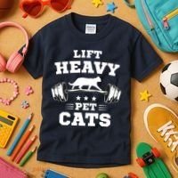 Deadlifts And Weights Or Gym For Lift Heavy. Pet Cats. Premium Kids T-Shirt thumb 3