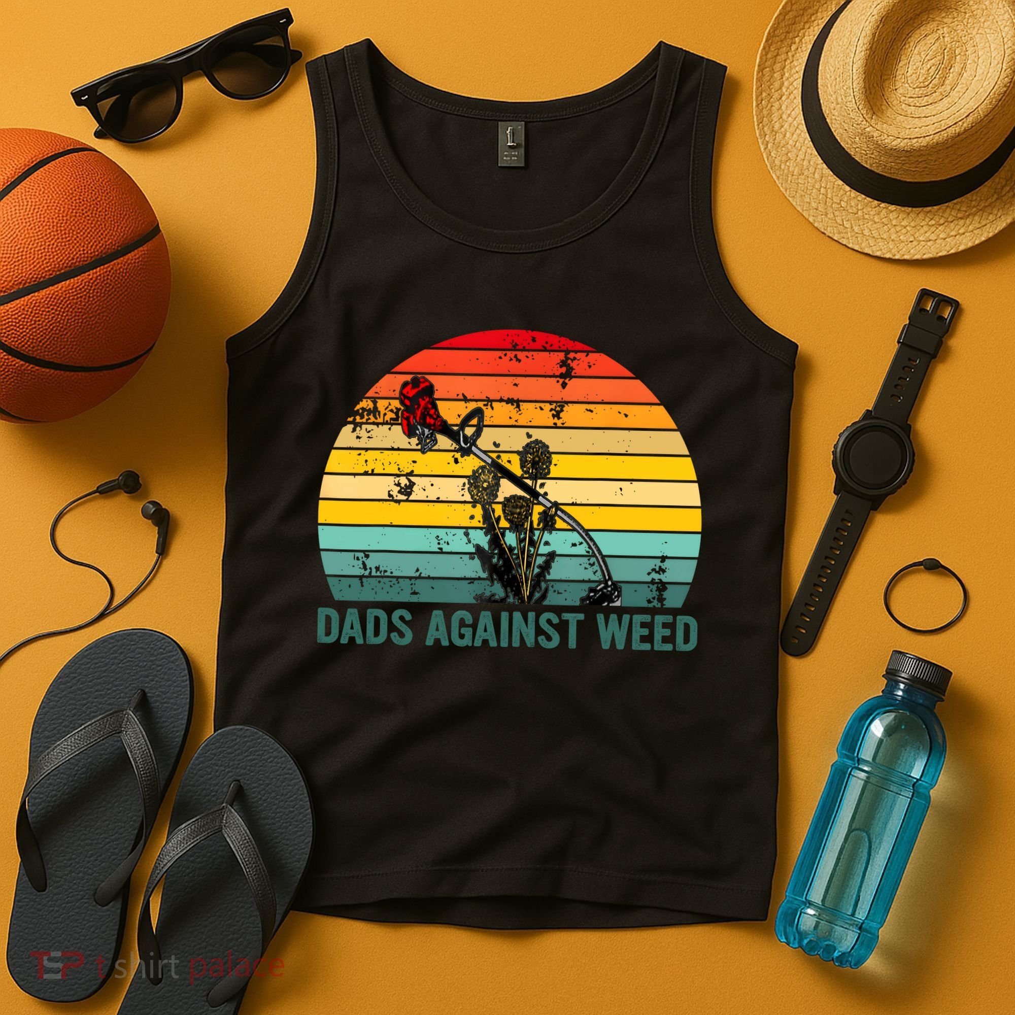 Dads Against Weed Funny Gardening Lawn Mowing Fathers Tank Top