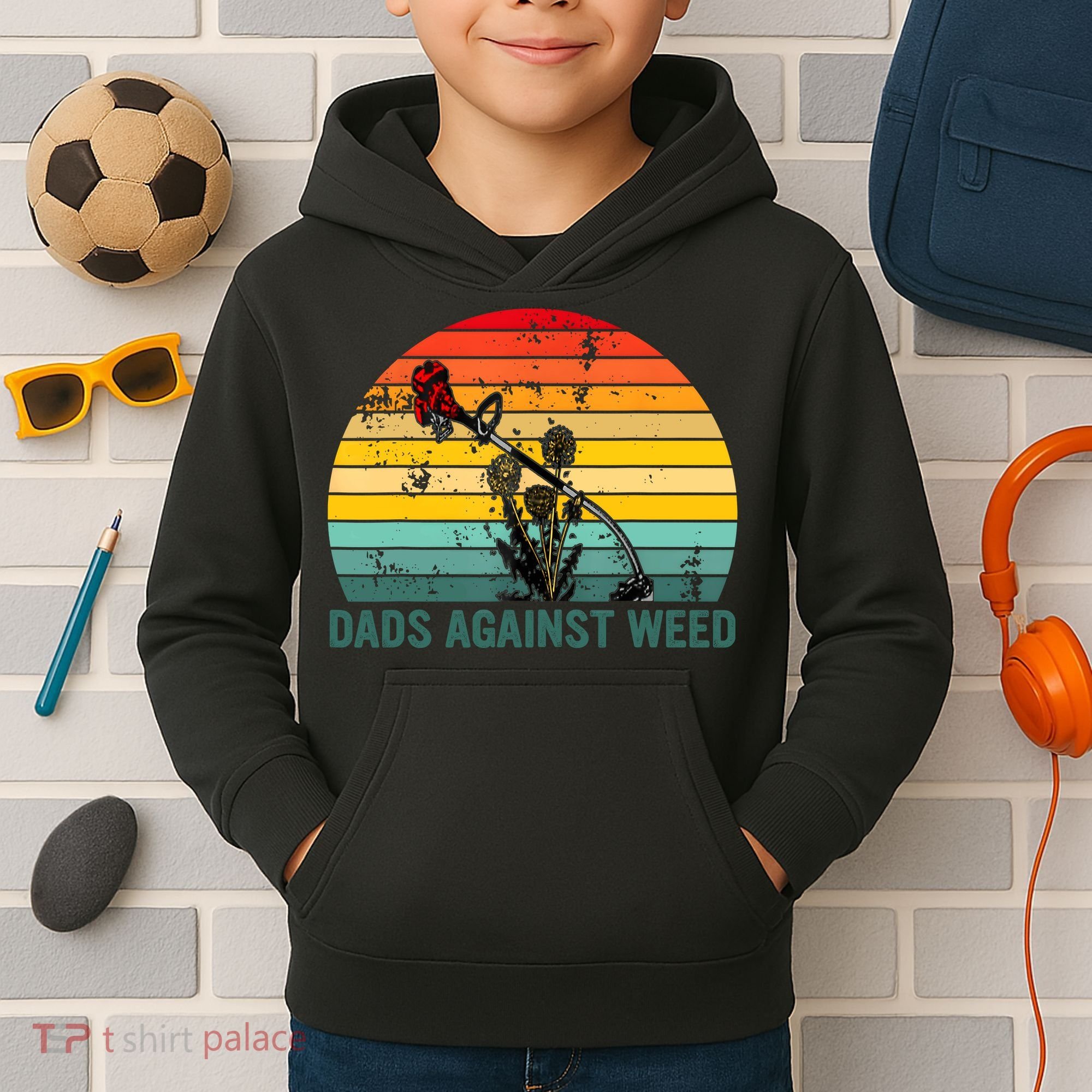 Dads Against Weed Funny Gardening Lawn Mowing Fathers Kids Hoodie