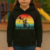 Dads Against Weed Funny Gardening Lawn Mowing Fathers Kids Hoodie thumb 3