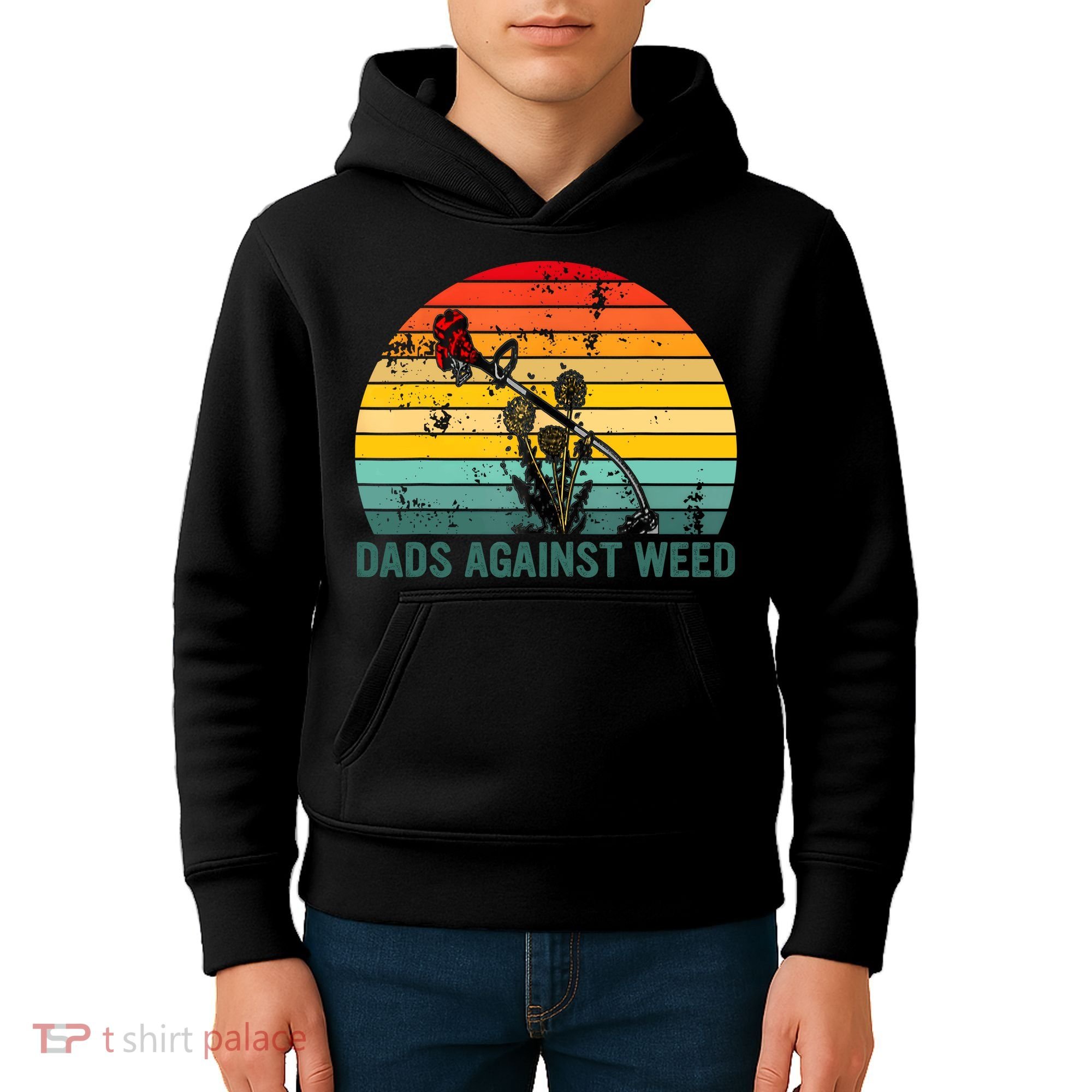 Dads Against Weed Funny Gardening Lawn Mowing Fathers Kids Hoodie