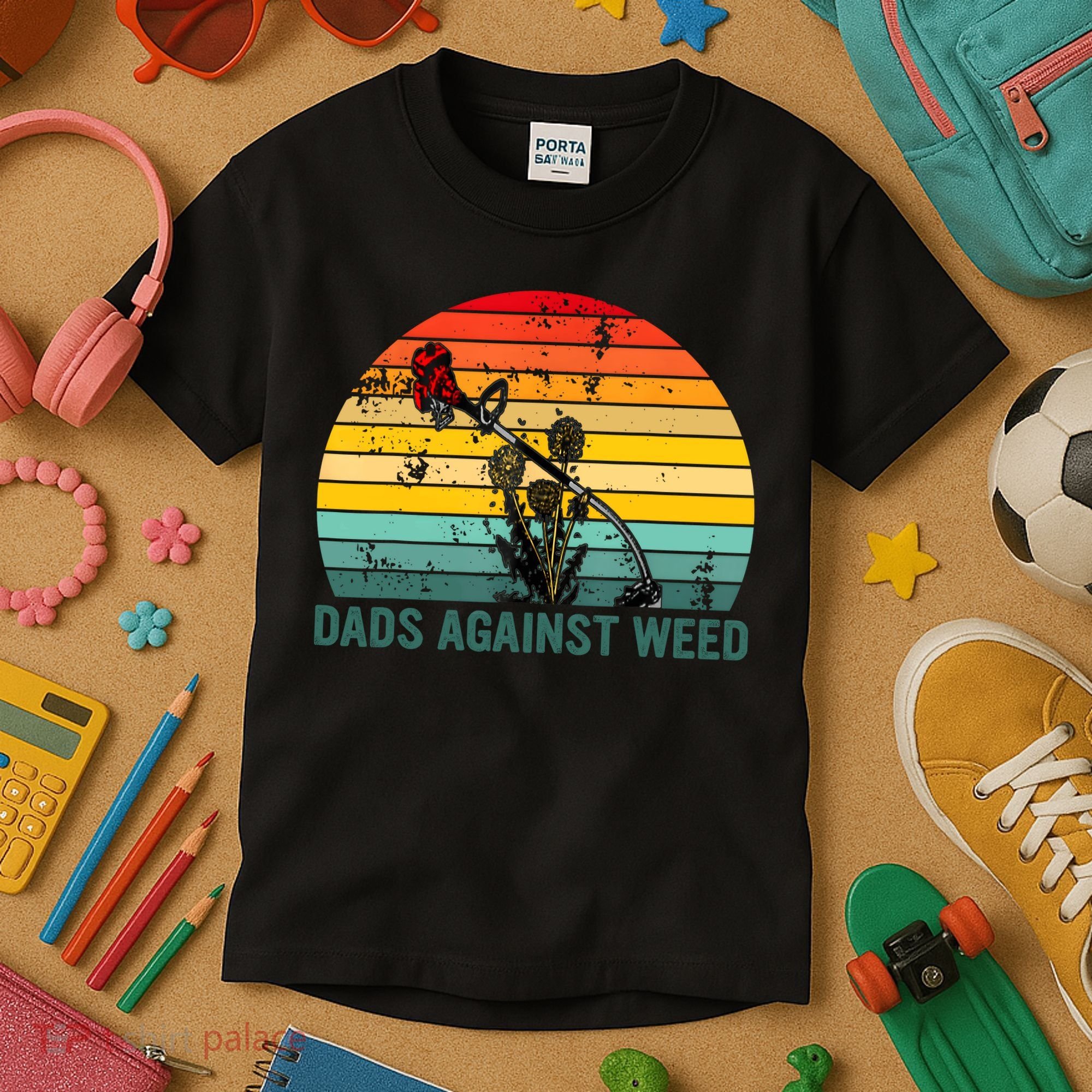 Dads Against Weed Funny Gardening Lawn Mowing Fathers Kids T-Shirt