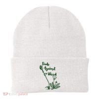 Dads Against Weed Funny Gardening Lawn Mowing Fathers Beanie thumb 0