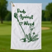 Dads Against Weed Funny Gardening Lawn Mowing Fathers Golf Towel thumb 1