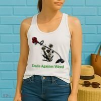 Dads Against Weed Funny Gardening Lawn Mowing Fathers Women's Tank Top thumb 2