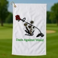 Dads Against Weed Funny Gardening Lawn Mowing Fathers Golf Towel thumb 1