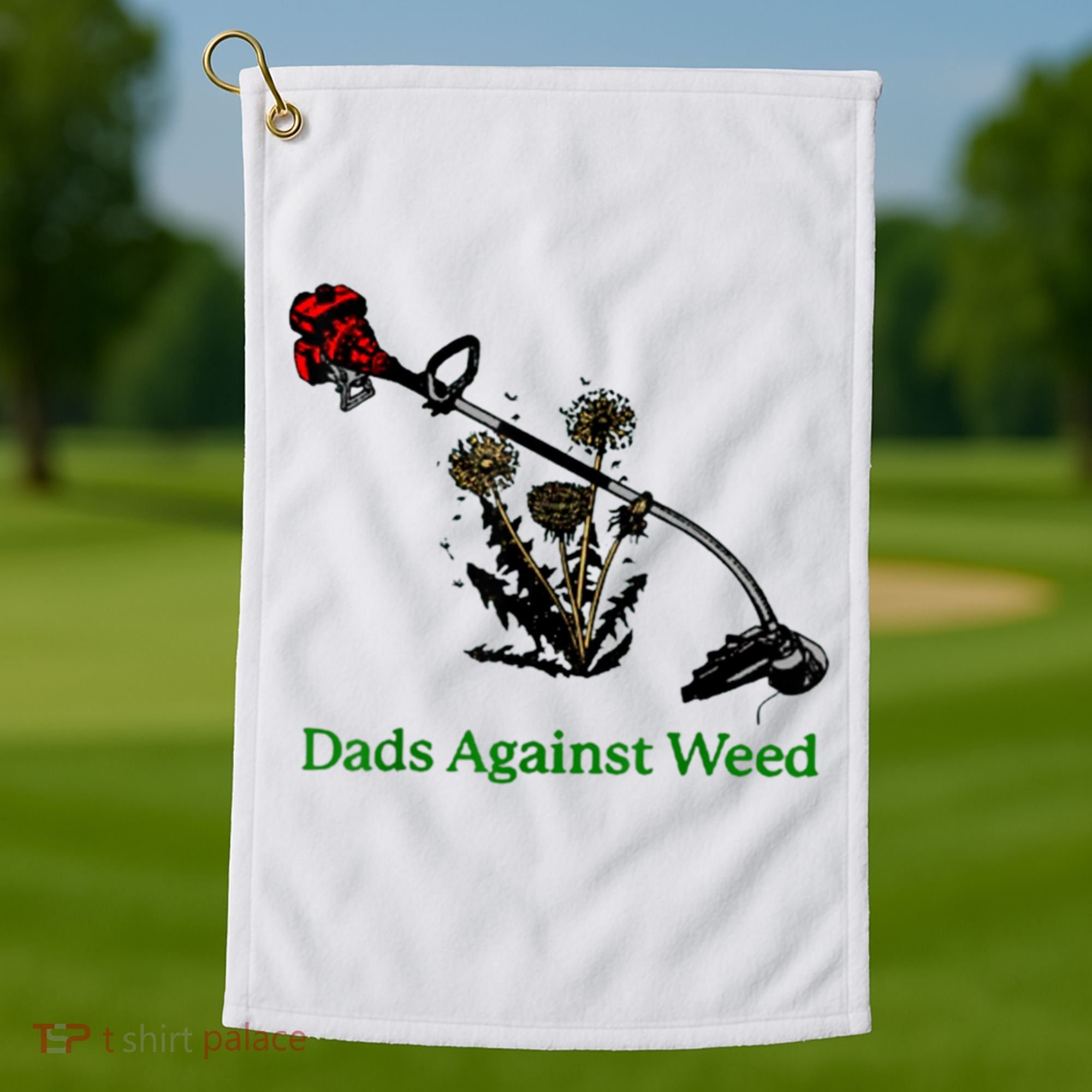 Dads Against Weed Funny Gardening Lawn Mowing Fathers Golf Towel