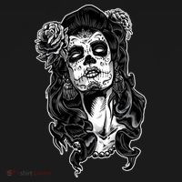 Day Of The Dead Beauty Skeleton USA-Made Doggie Bandana thumb 2