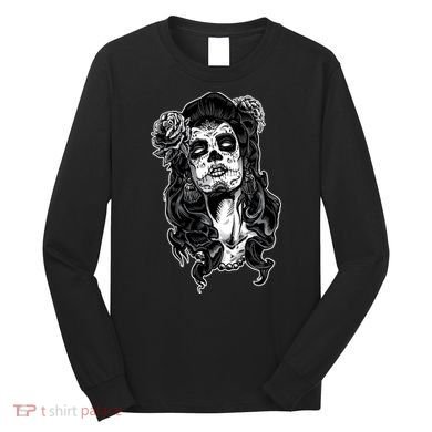 Day Of The Dead Beauty Skeleton Long Sleeve Shirt
