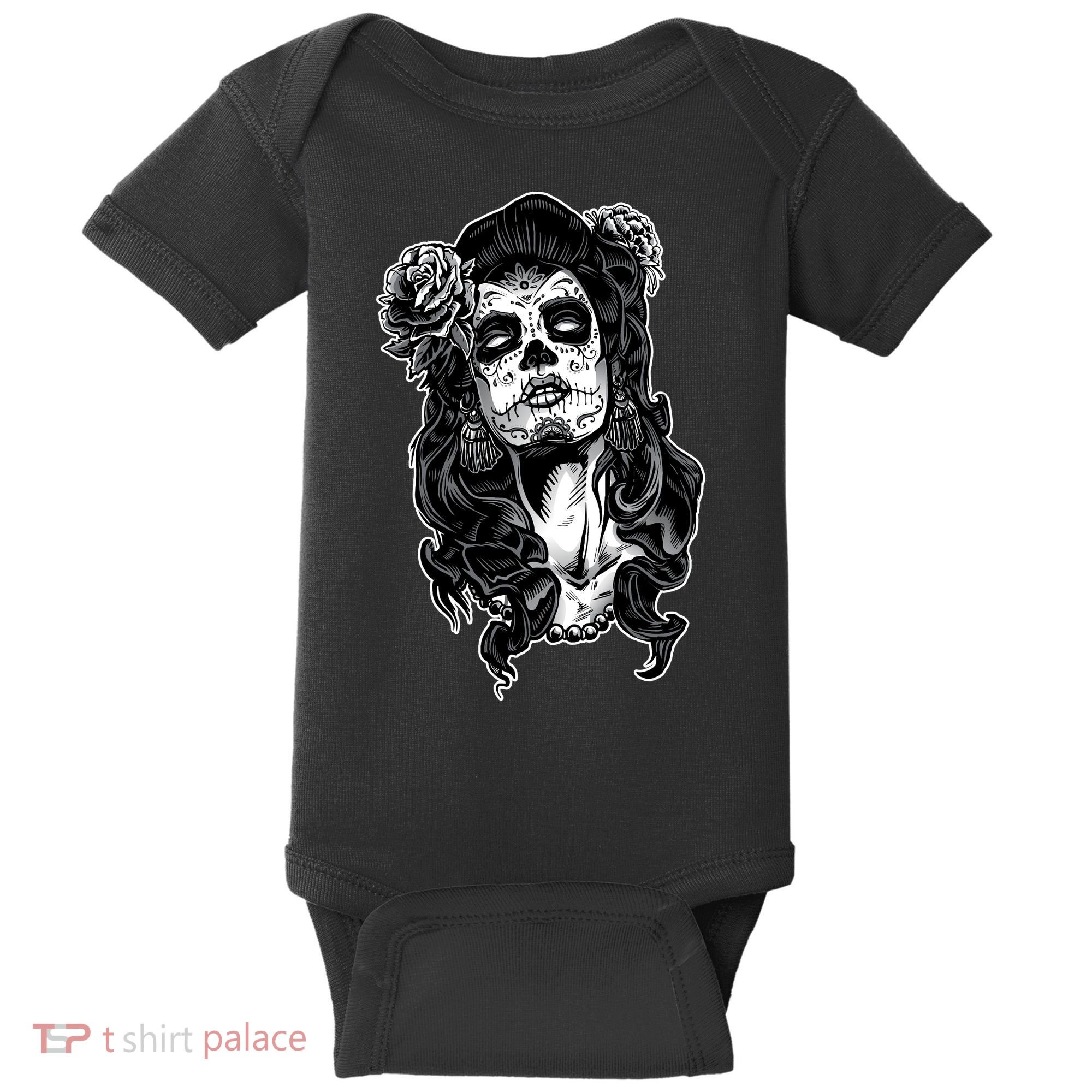 Day Of The Dead Beauty Skeleton Baby Bodysuit