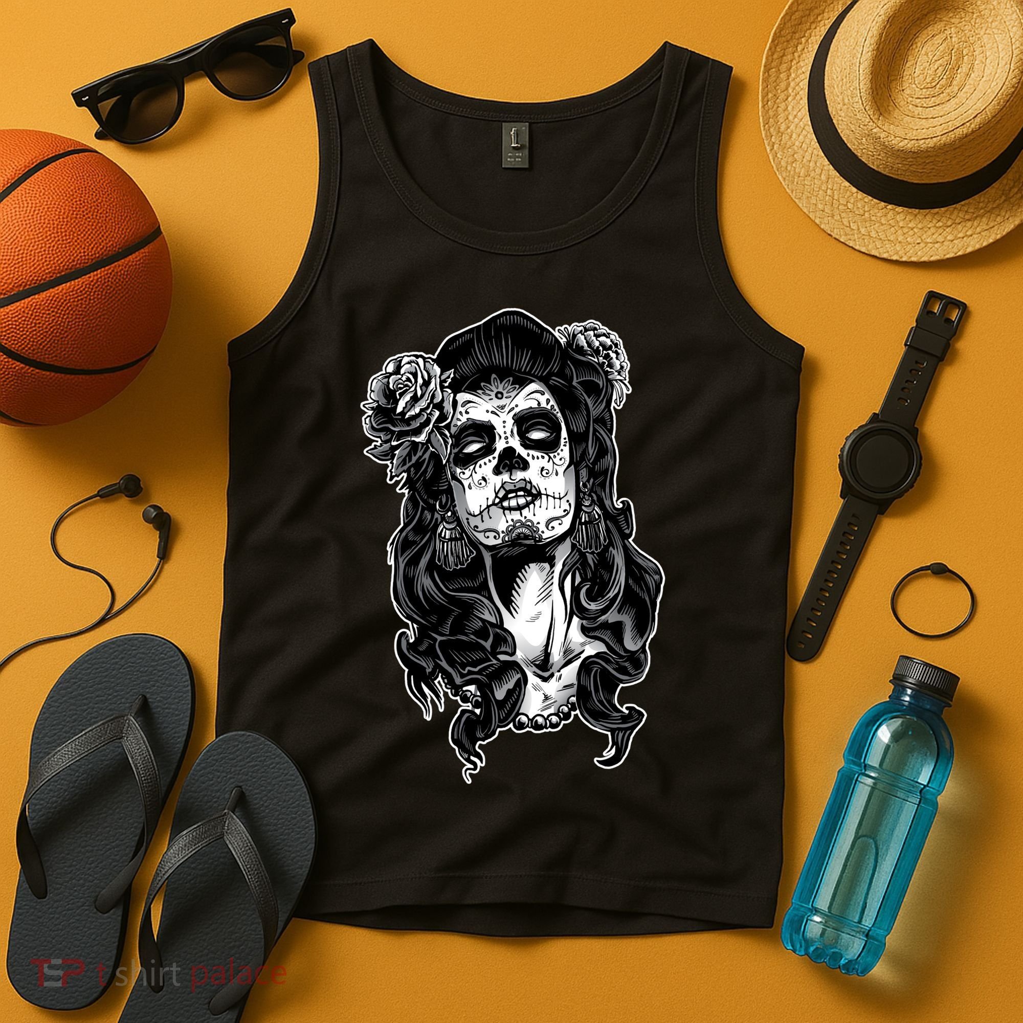 Day Of The Dead Beauty Skeleton Tank Top