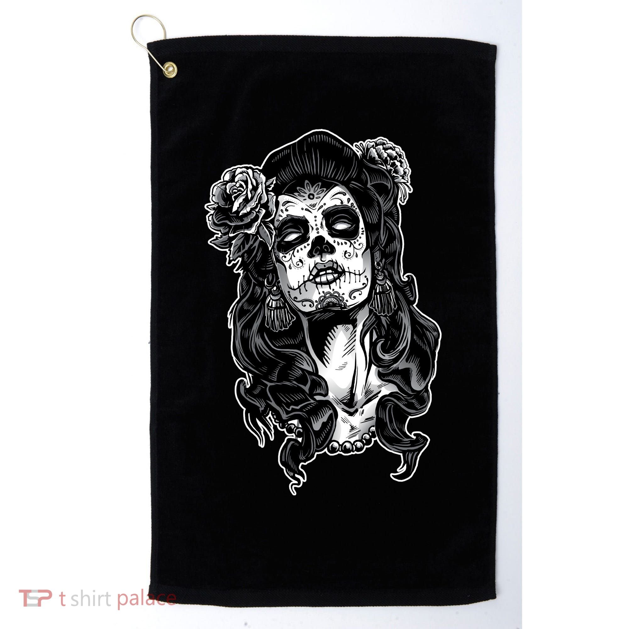 Day Of The Dead Beauty Skeleton Golf Towel