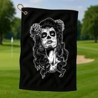 Day Of The Dead Beauty Skeleton Golf Towel thumb 1
