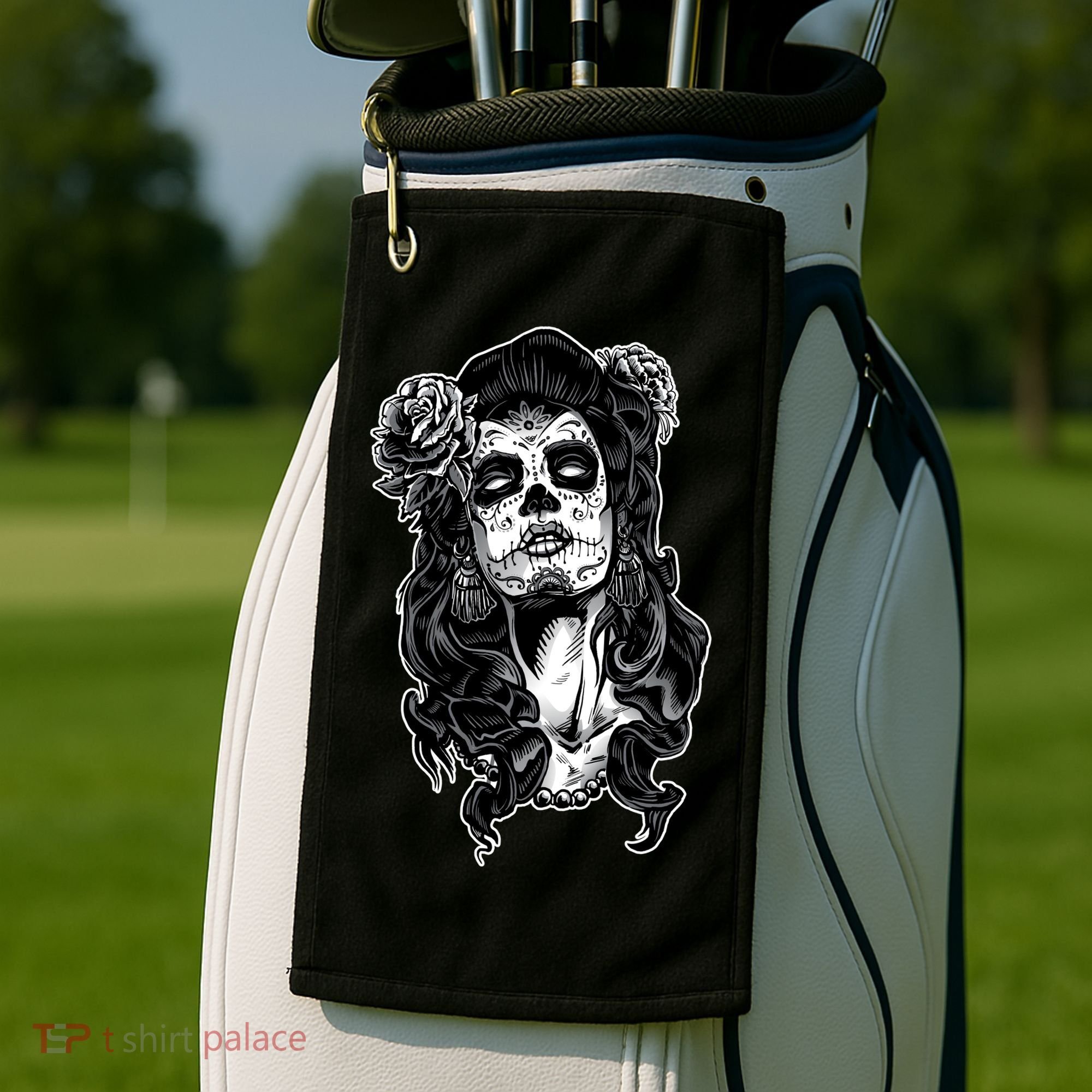 Day Of The Dead Beauty Skeleton Golf Towel