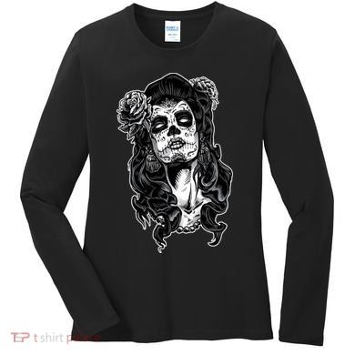 Day Of The Dead Beauty Skeleton Women's Long Sleeve Shirt