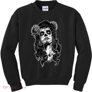 Day Of The Dead Beauty Skeleton Kids Sweatshirt