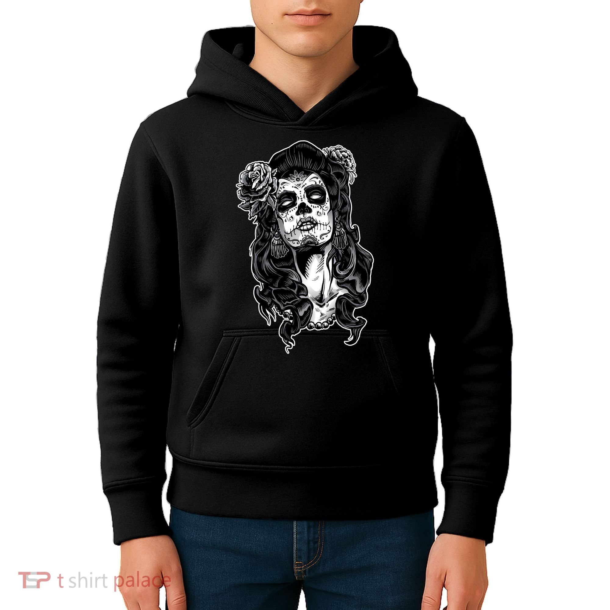 Day Of The Dead Beauty Skeleton Kids Hoodie