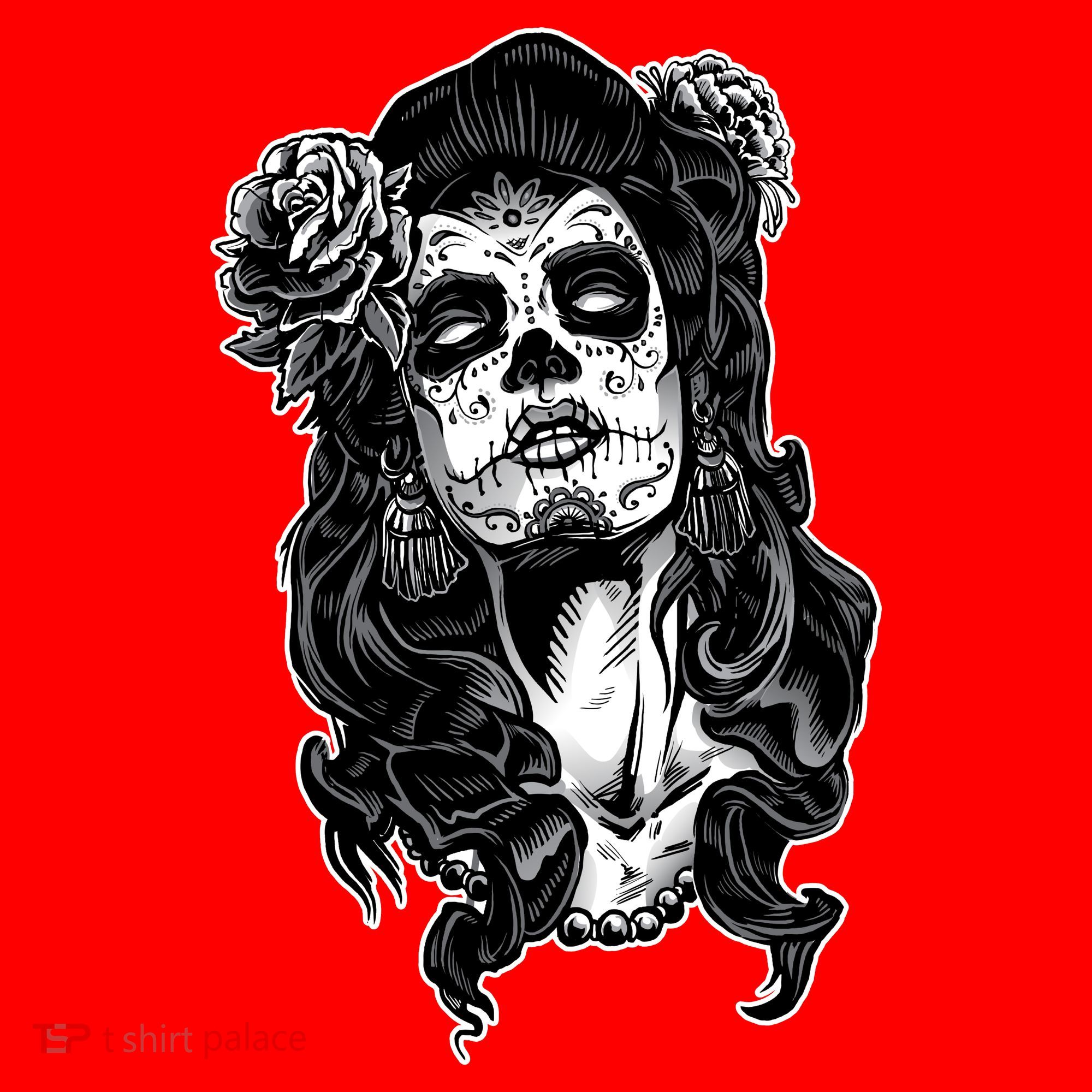 Day Of The Dead Beauty Skeleton Santa Hat