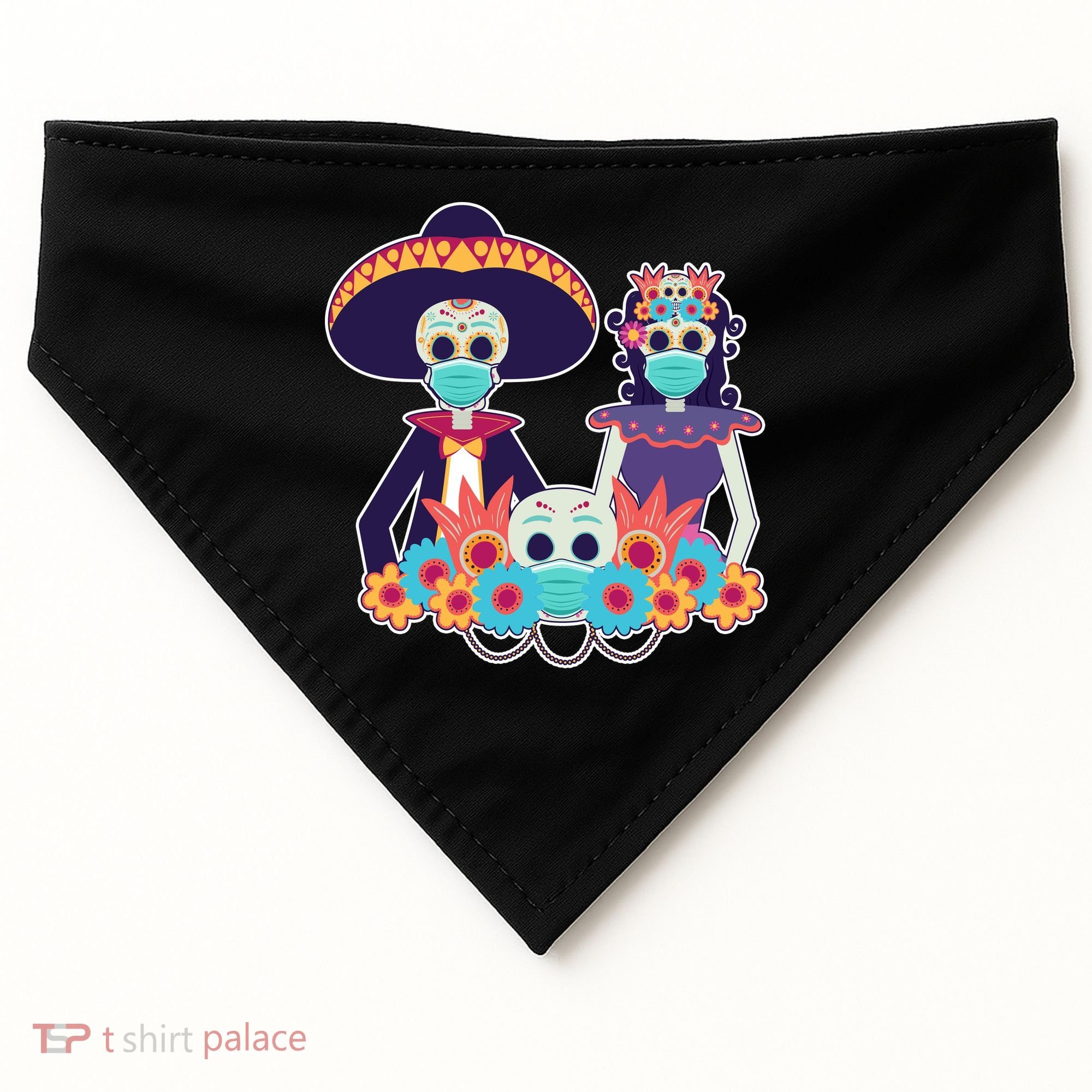 Day Of The Dead Dia De Los Muertos Quarantine USA-Made Doggie Bandana