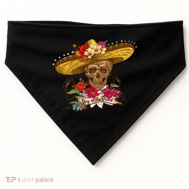 Day Of The Dead Mexican Skull USA-Made Doggie Bandana