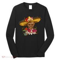 Day Of The Dead Mexican Skull Long Sleeve Shirt thumb 0