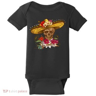 Day Of The Dead Mexican Skull Baby Bodysuit