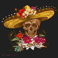 Day Of The Dead Mexican Skull Hat thumb 2