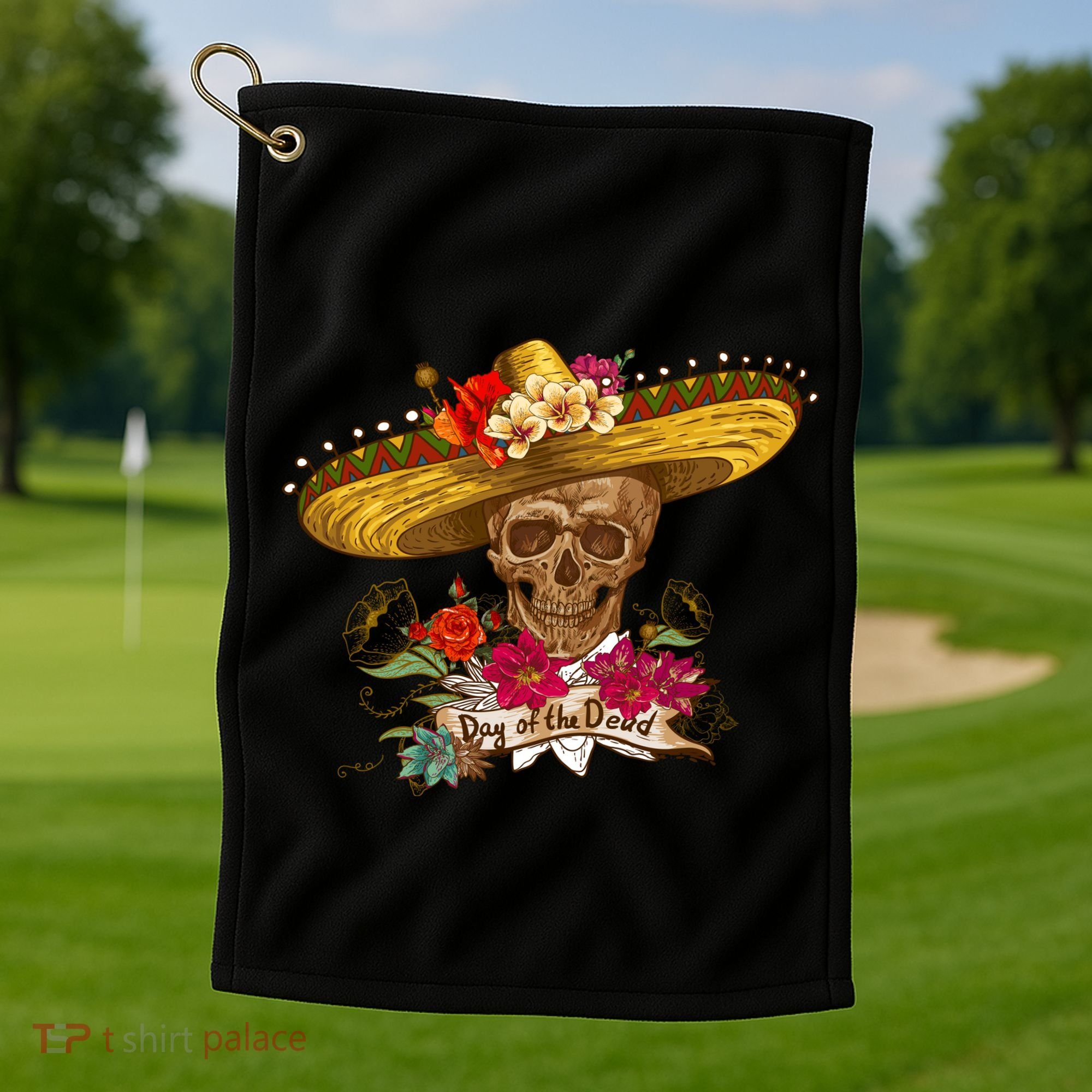 Day Of The Dead Mexican Skull Golf Towel