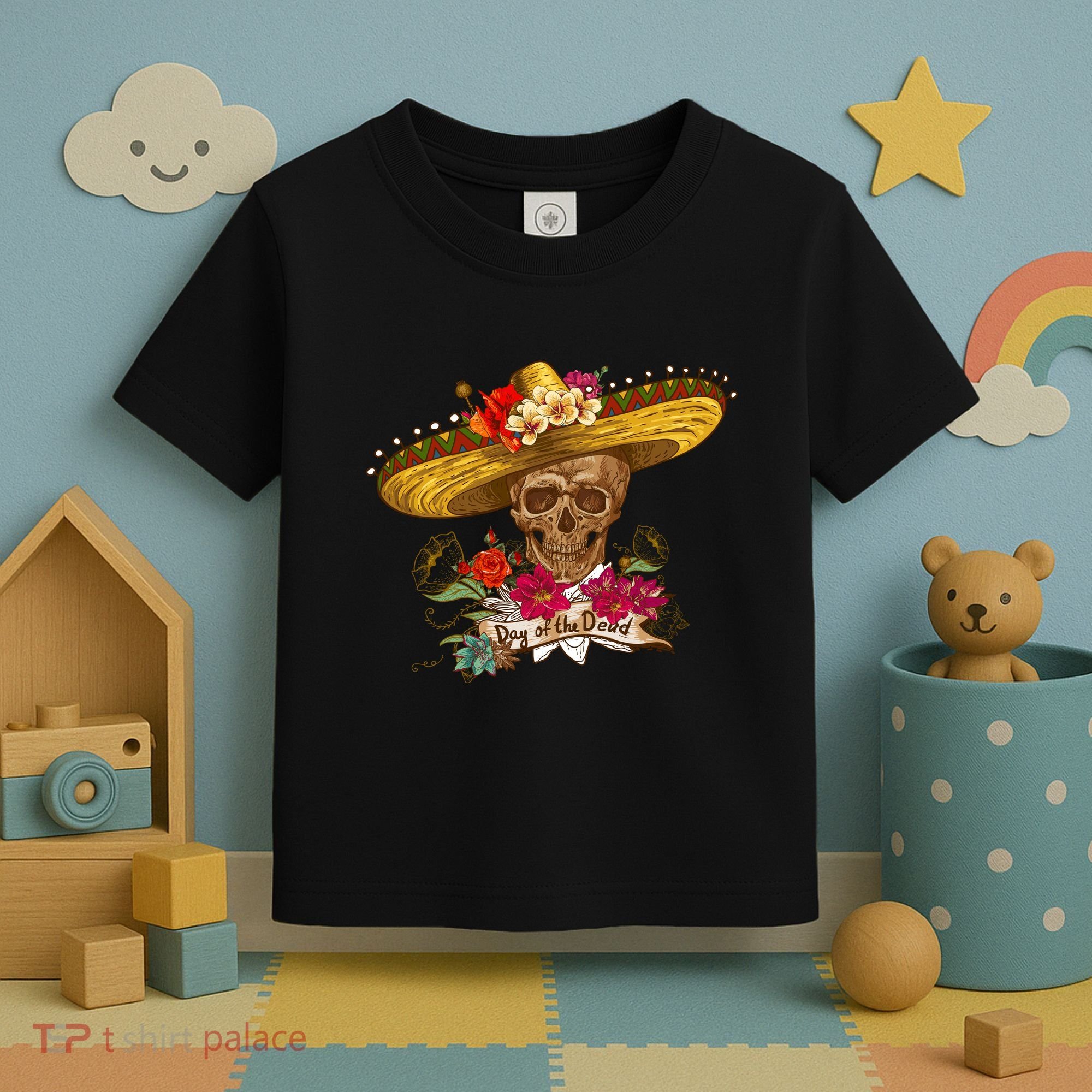 Day Of The Dead Mexican Skull Toddler T-Shirt