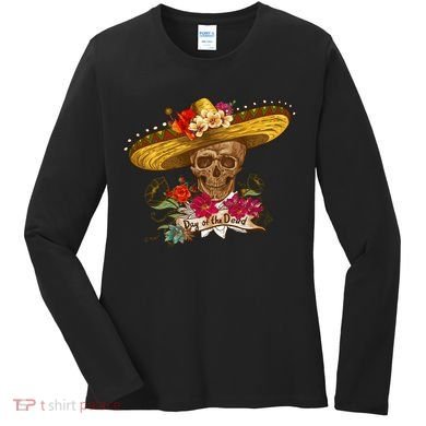 Day Of The Dead Mexican Skull Women's Long Sleeve Shirt