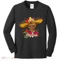 Day Of The Dead Mexican Skull Kids Long Sleeve Shirt thumb 0