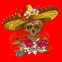 Day Of The Dead Mexican Skull Santa Hat thumb 1