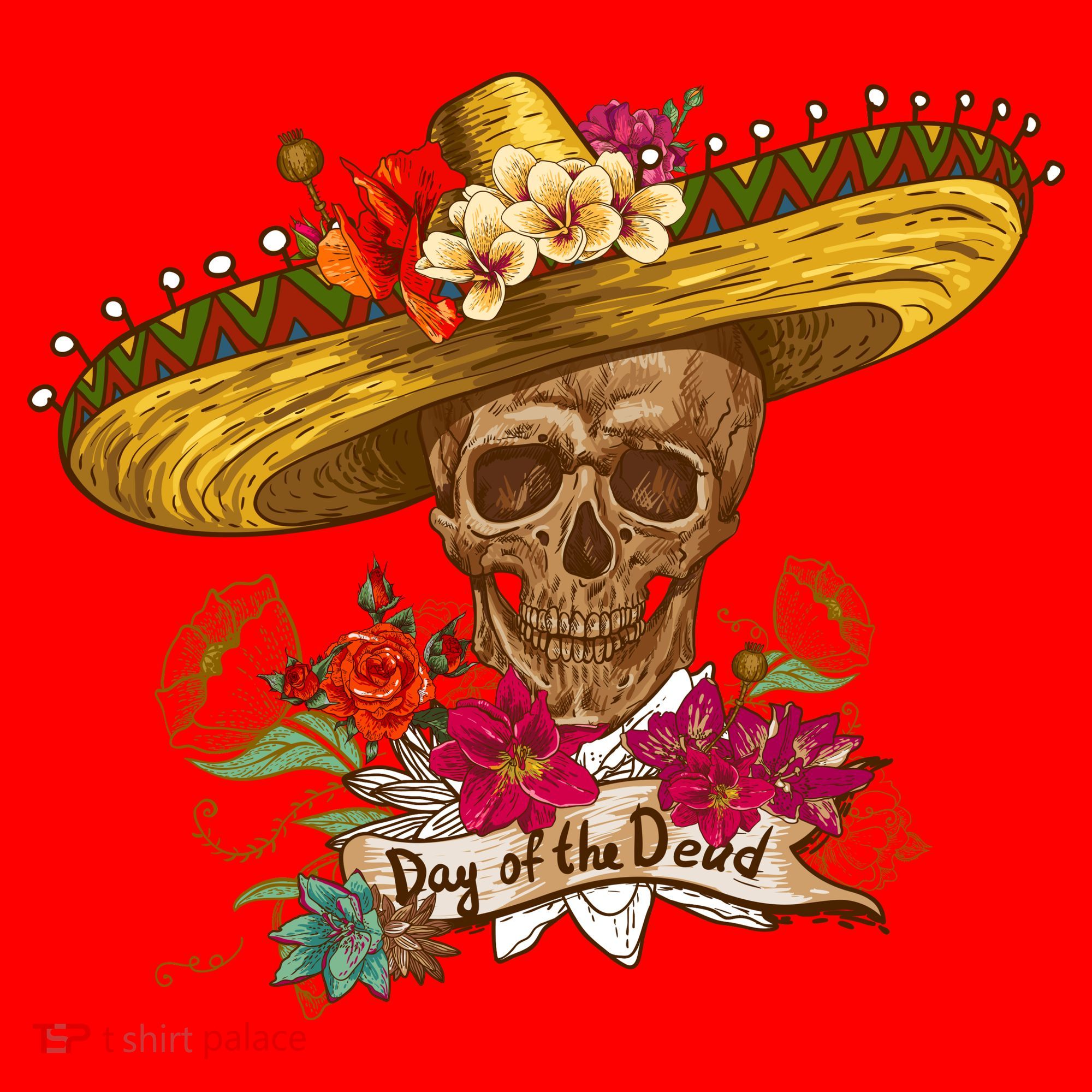 Day Of The Dead Mexican Skull Santa Hat