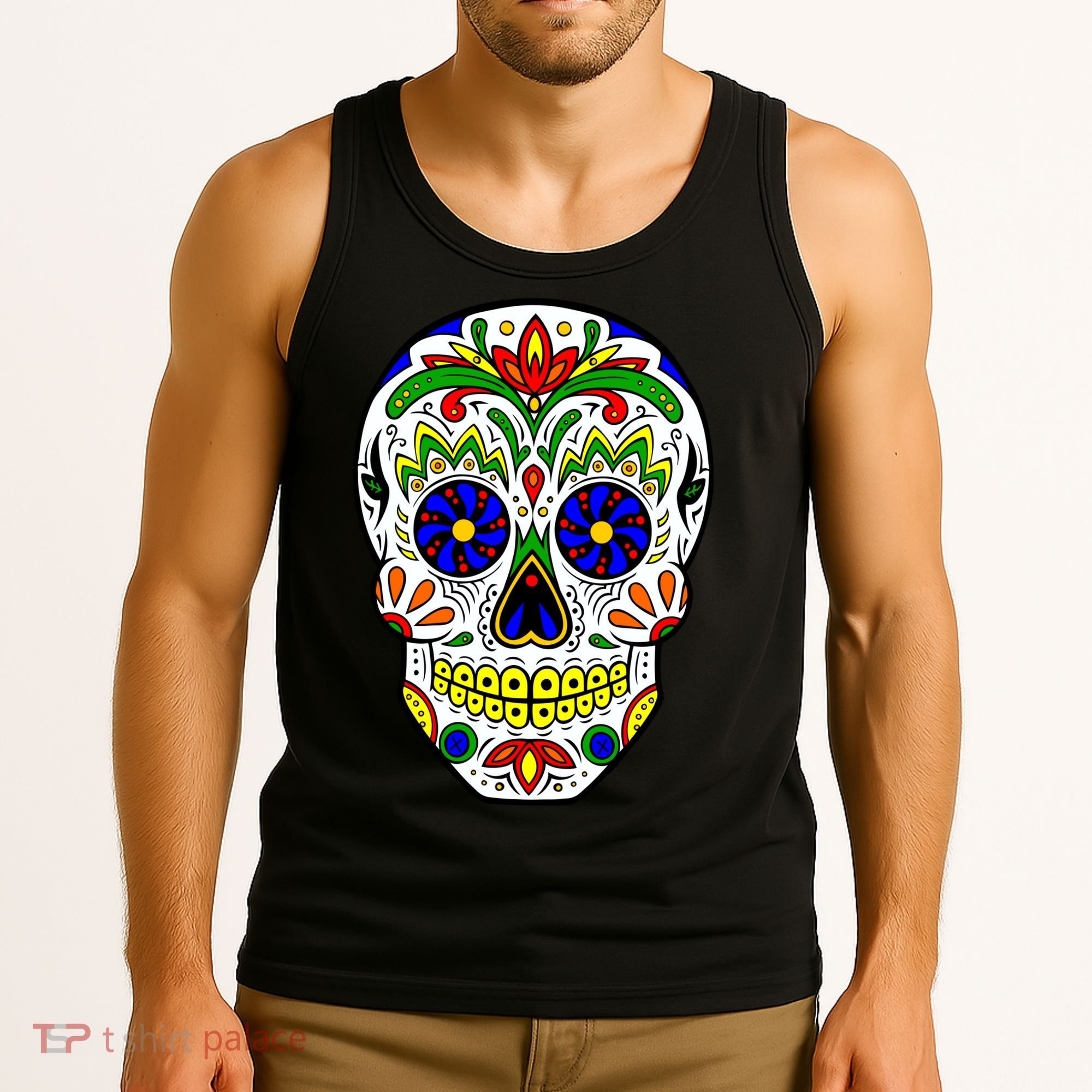 Day of the Dead Skull dia de los Muertos Tank Top