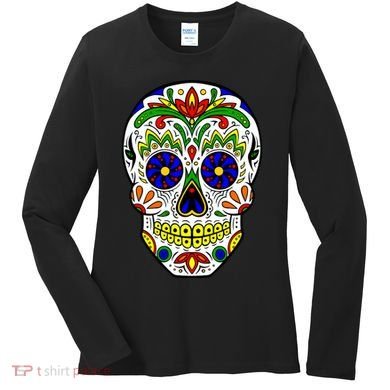 Day of the Dead Skull dia de los Muertos Women's Long Sleeve Shirt