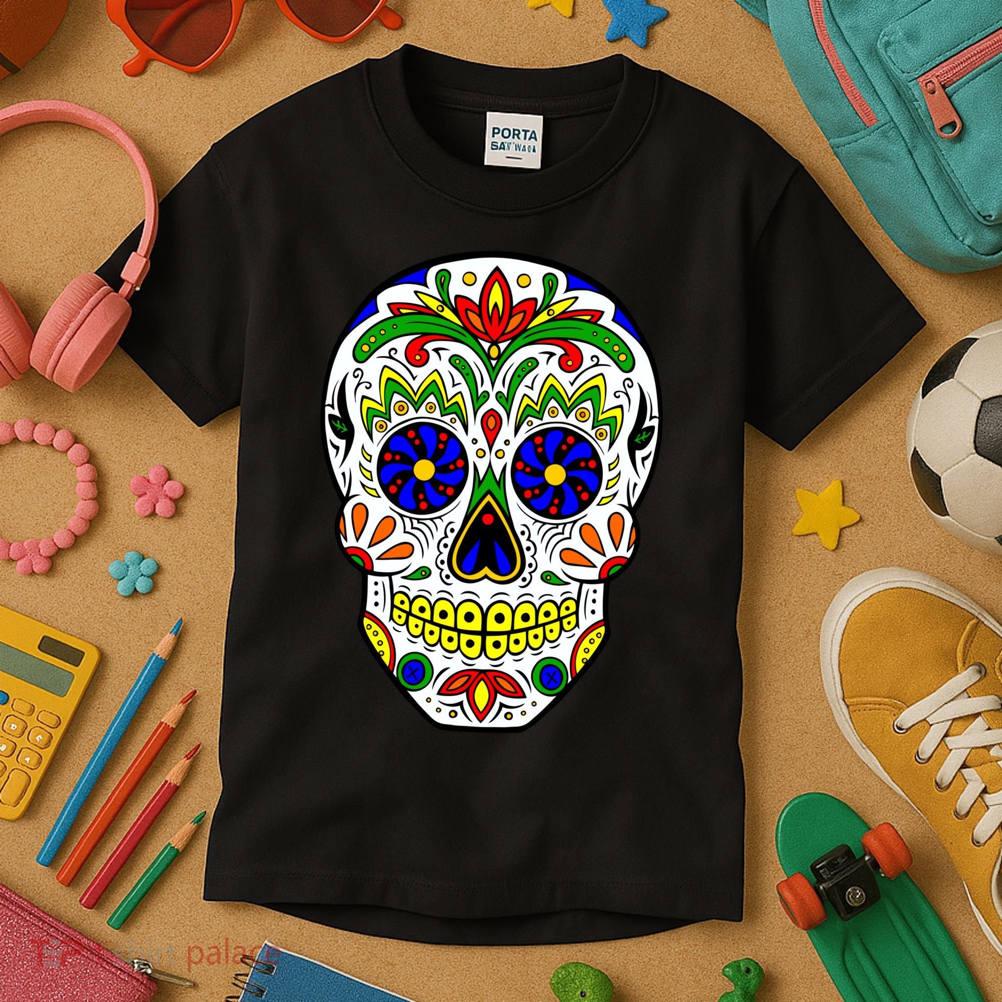 Day of the Dead Skull dia de los Muertos Kids T-Shirt