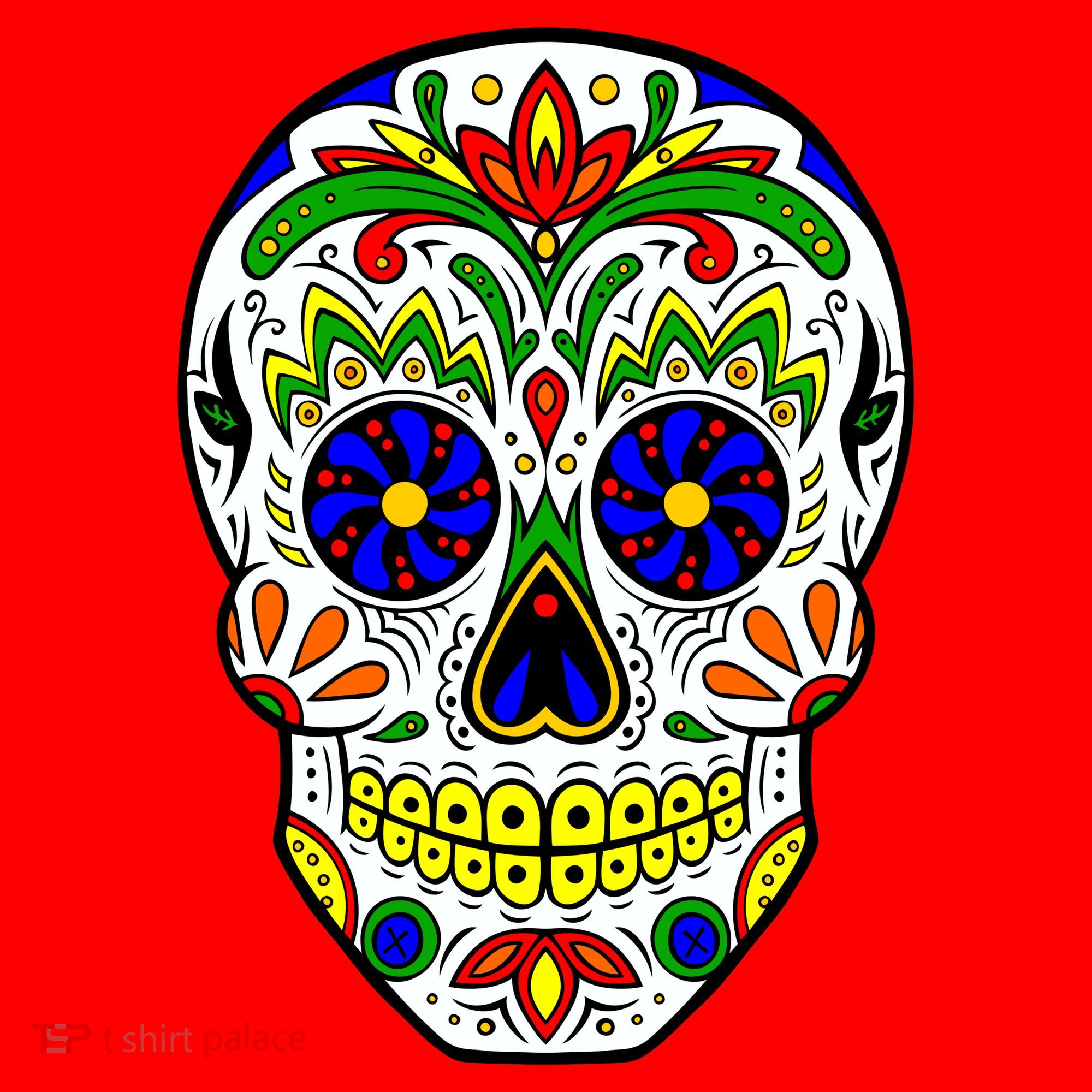 Day of the Dead Skull dia de los Muertos Santa Hat
