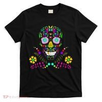 Day of The Dead Skull Flower Glasses T-Shirt thumb 0