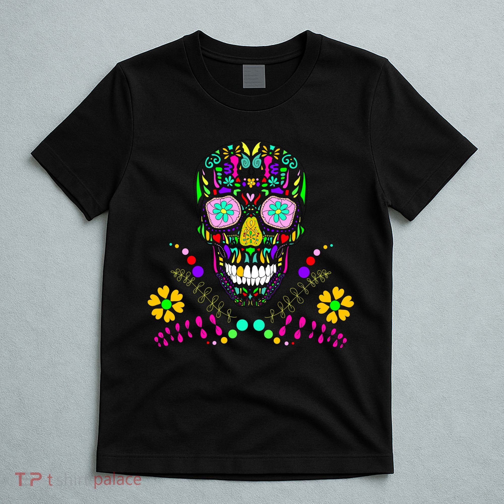 Day of The Dead Skull Flower Glasses T-Shirt