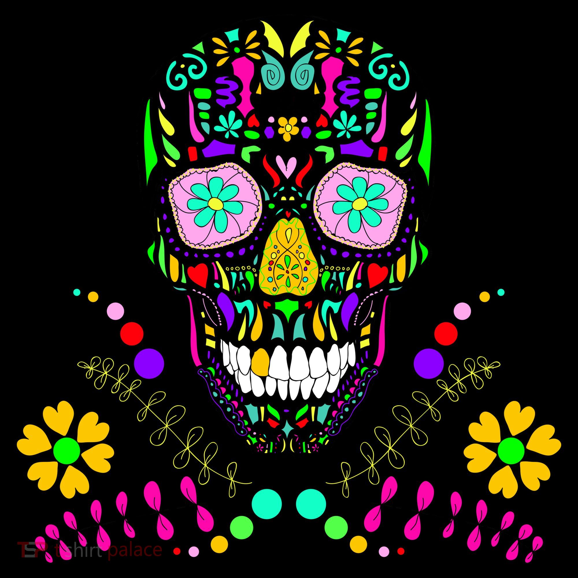 Day of The Dead Skull Flower Glasses Coffee Mug