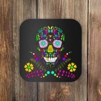 Day of The Dead Skull Flower Glasses Coaster thumb 0