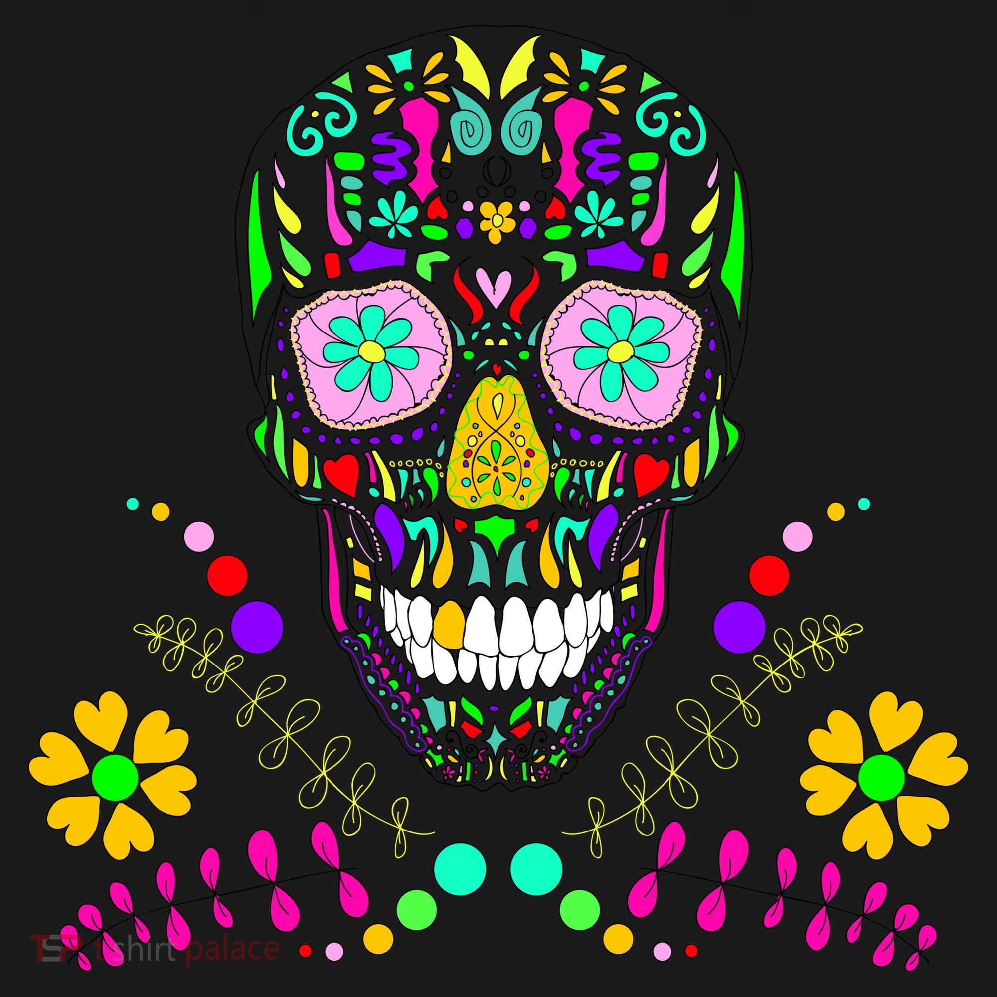 Day of The Dead Skull Flower Glasses Coaster