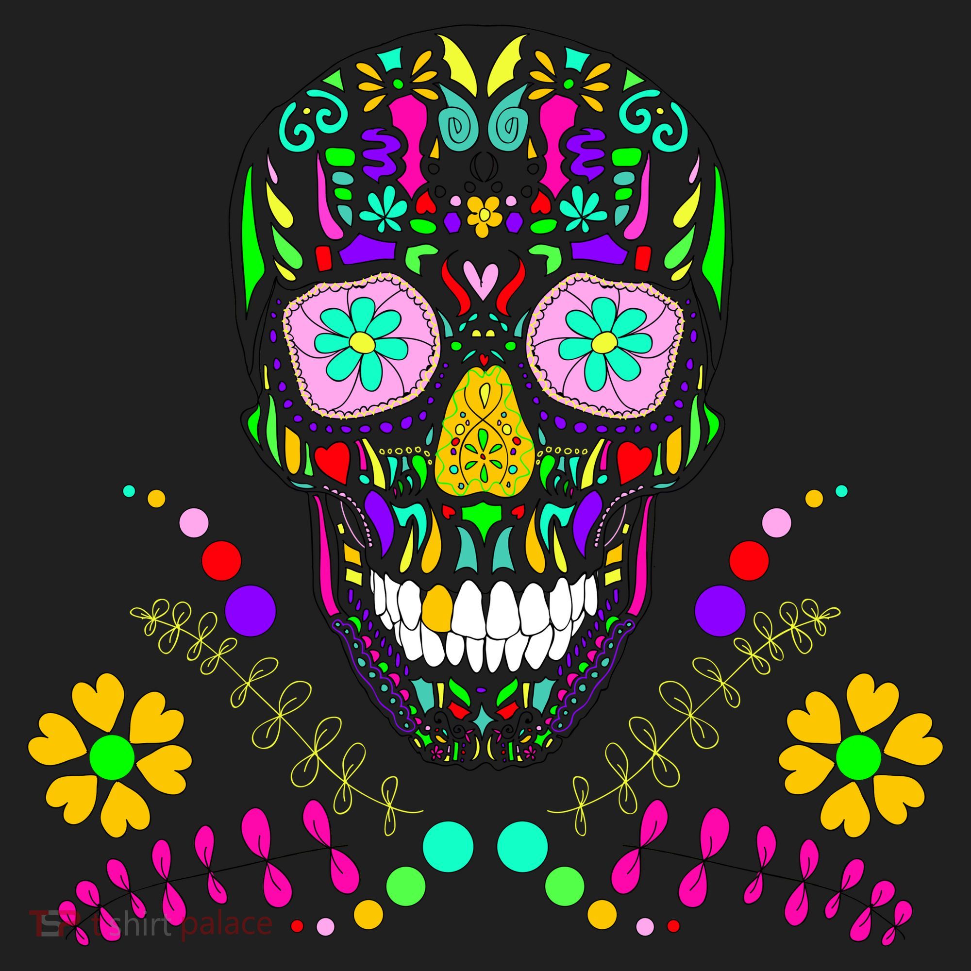 Day of The Dead Skull Flower Glasses Hat