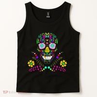Day of The Dead Skull Flower Glasses Tank Top thumb 2