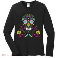 Day of The Dead Skull Flower Glasses Women's Long Sleeve Shirt thumb 0