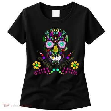 Day of The Dead Skull Flower Glasses Women's T-Shirt