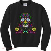Day of The Dead Skull Flower Glasses Kids Sweatshirt thumb 0