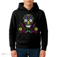 Day of The Dead Skull Flower Glasses Kids Hoodie thumb 4