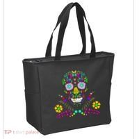 Day of The Dead Skull Flower Glasses Tote Bag thumb 2
