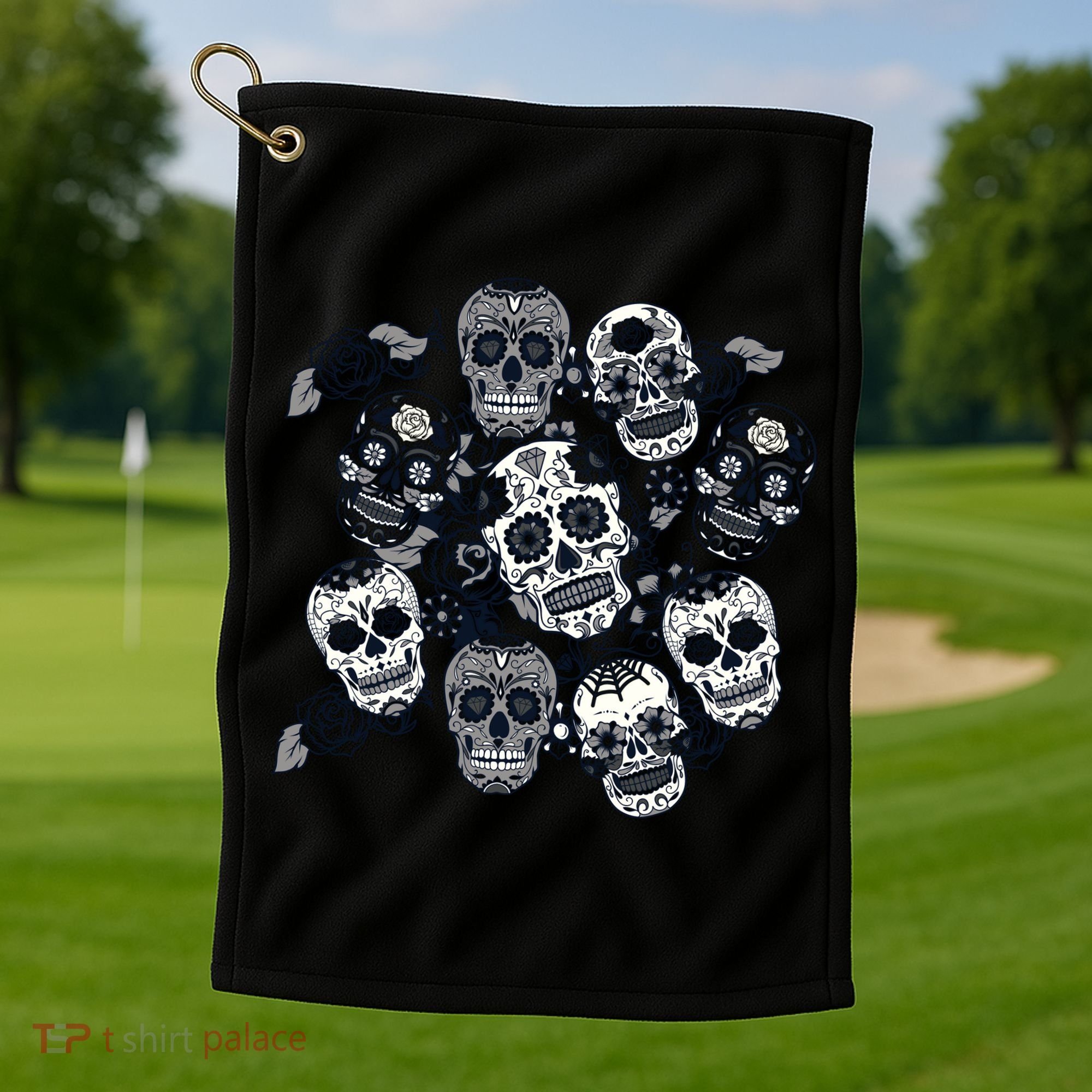 Day Of The Dead Skull Mash Up Golf Towel